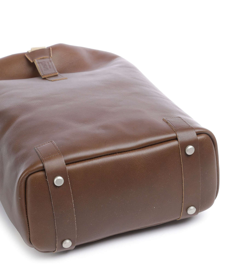 Brooks England Pickwick Leather Small Rolltop backpack dark tan