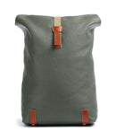 Brooks England Pickwick Cotton Canvas Large Zaino roll-top sage green/honey details