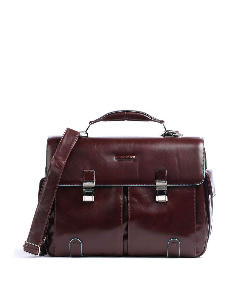 Piquadro Blue Square Briefcase mahogany