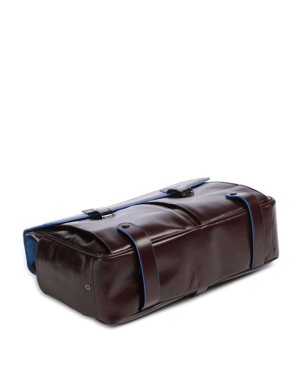 Piquadro Blue Square Briefcase mahogany
