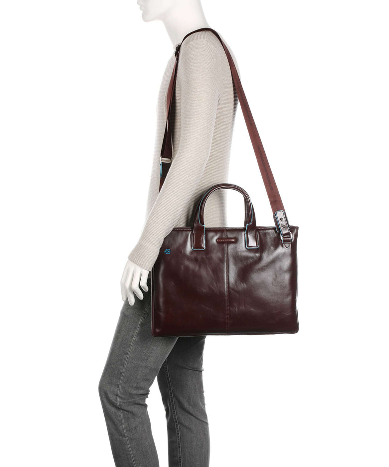 Piquadro Blue Square Briefcase mahogany