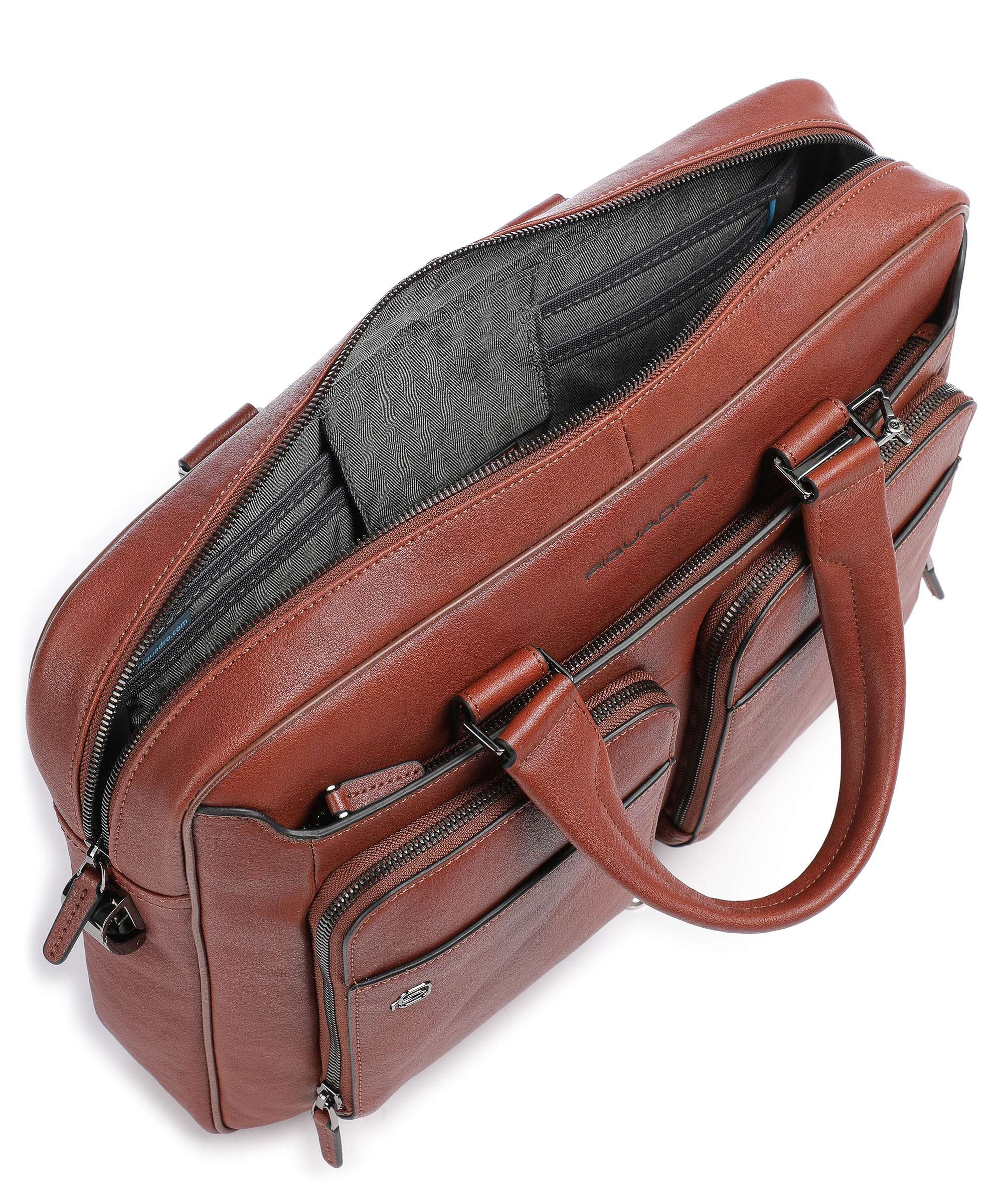 Piquadro Black Square Briefcase cuoio