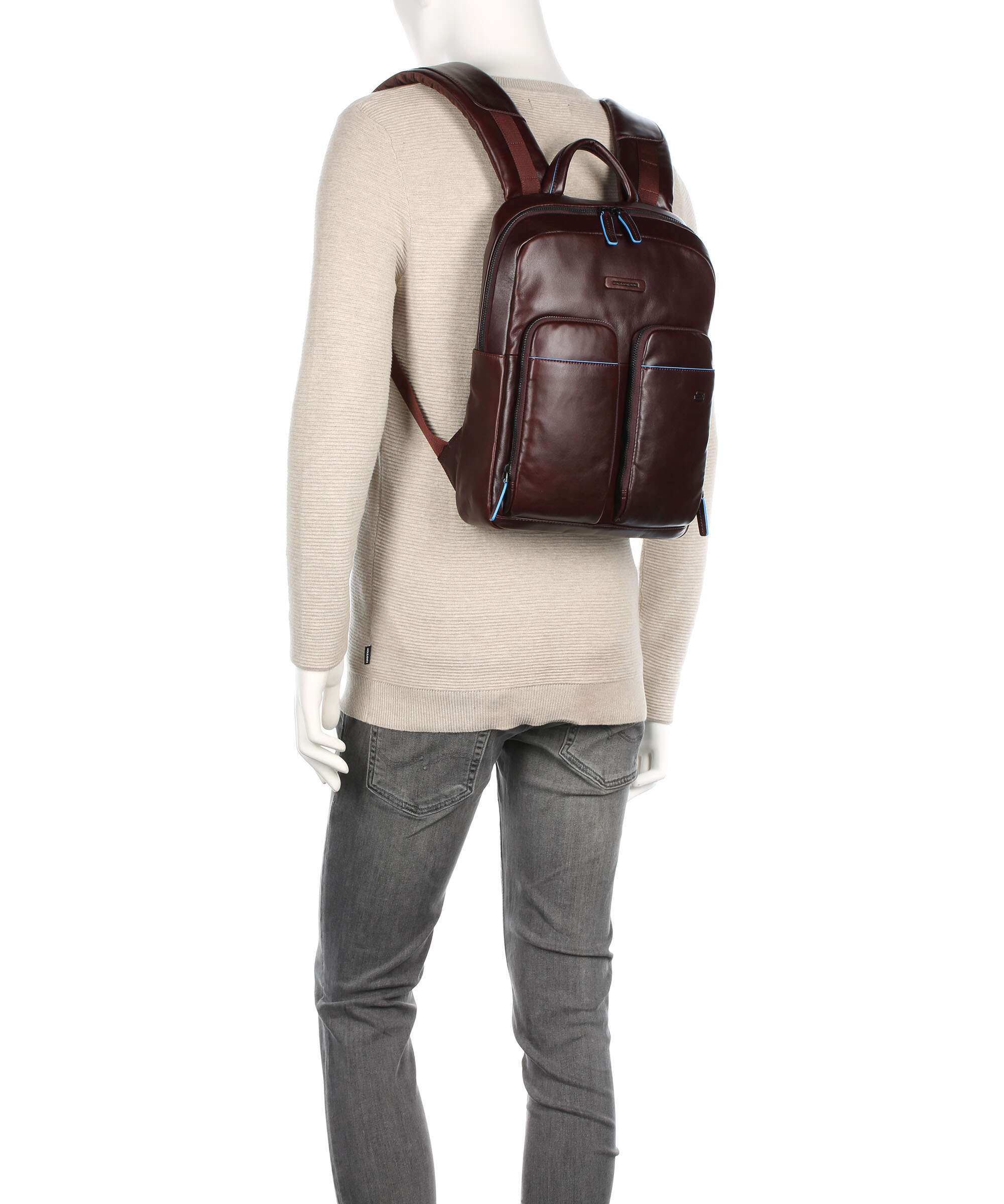 Piquadro Blue Square Revamp Laptop backpack mahogany