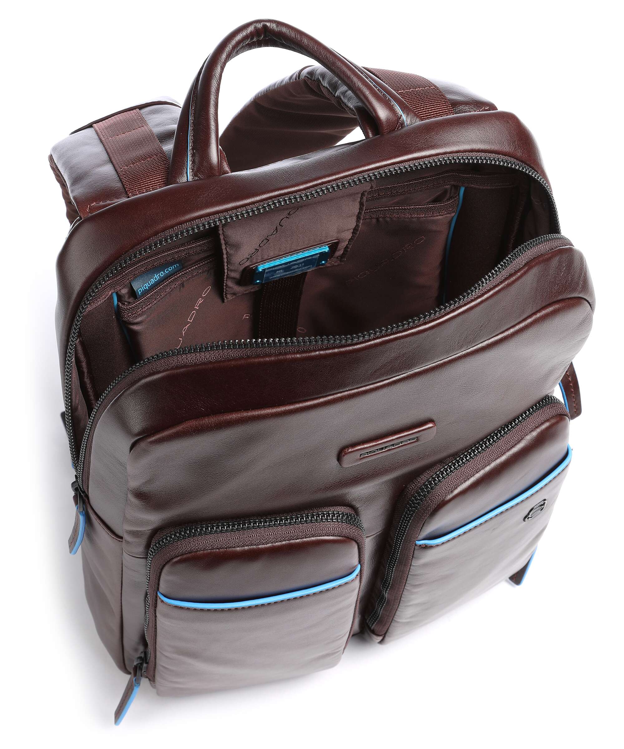Piquadro Blue Square Revamp Laptop backpack mahogany