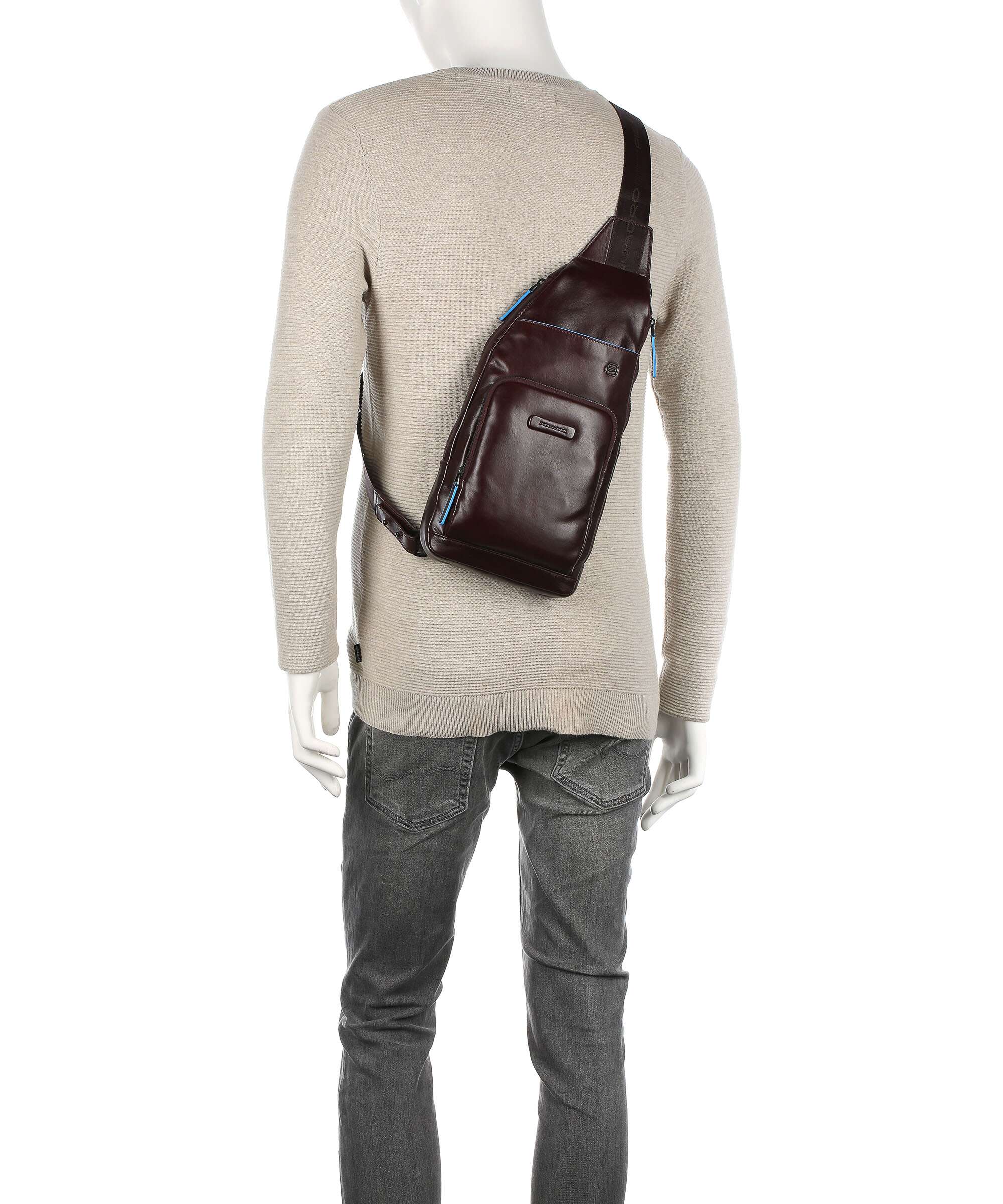Piquadro Blue Square Revamp Sling bag mahogany