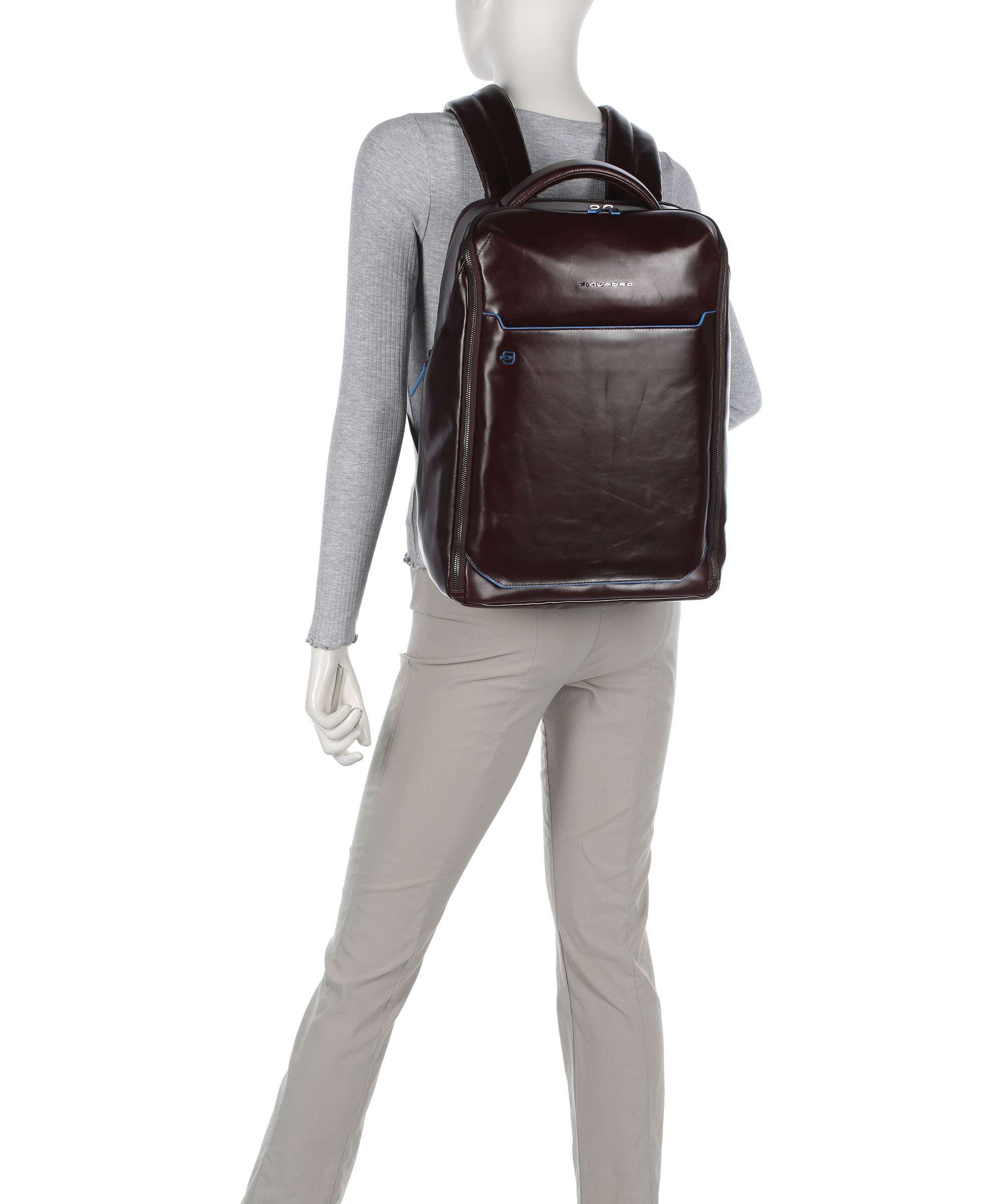 Piquadro Blue Square Backpack mogano