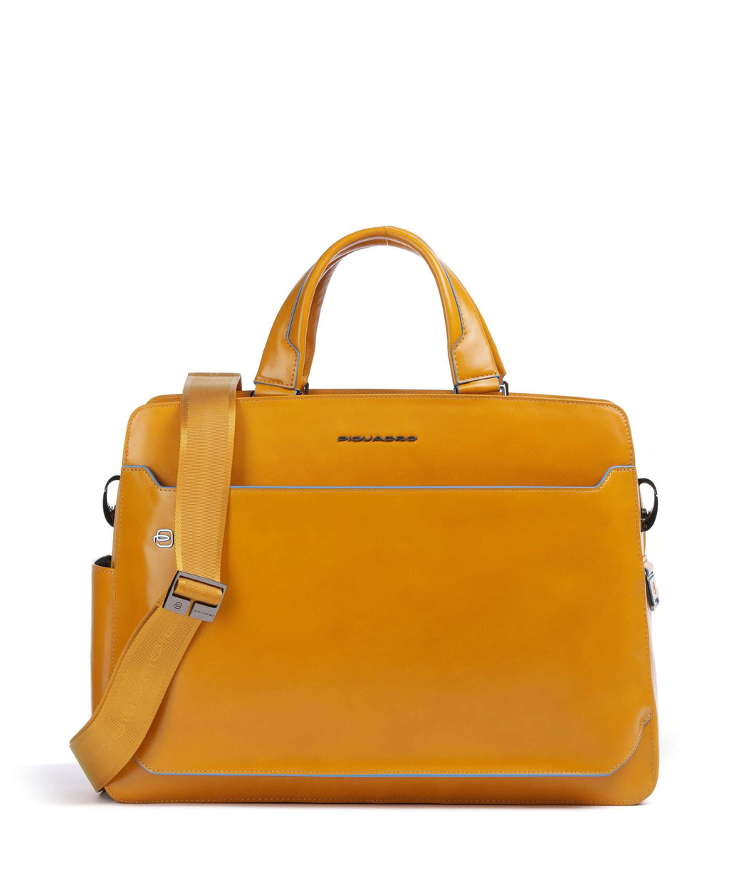 Piquadro Blue Square Briefcase giallo zafferano