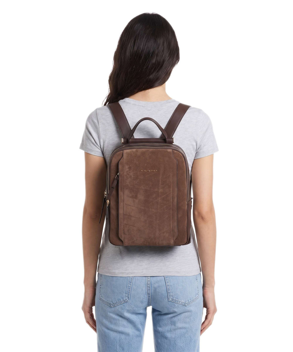 Piquadro W92T Backpack suede dark brown