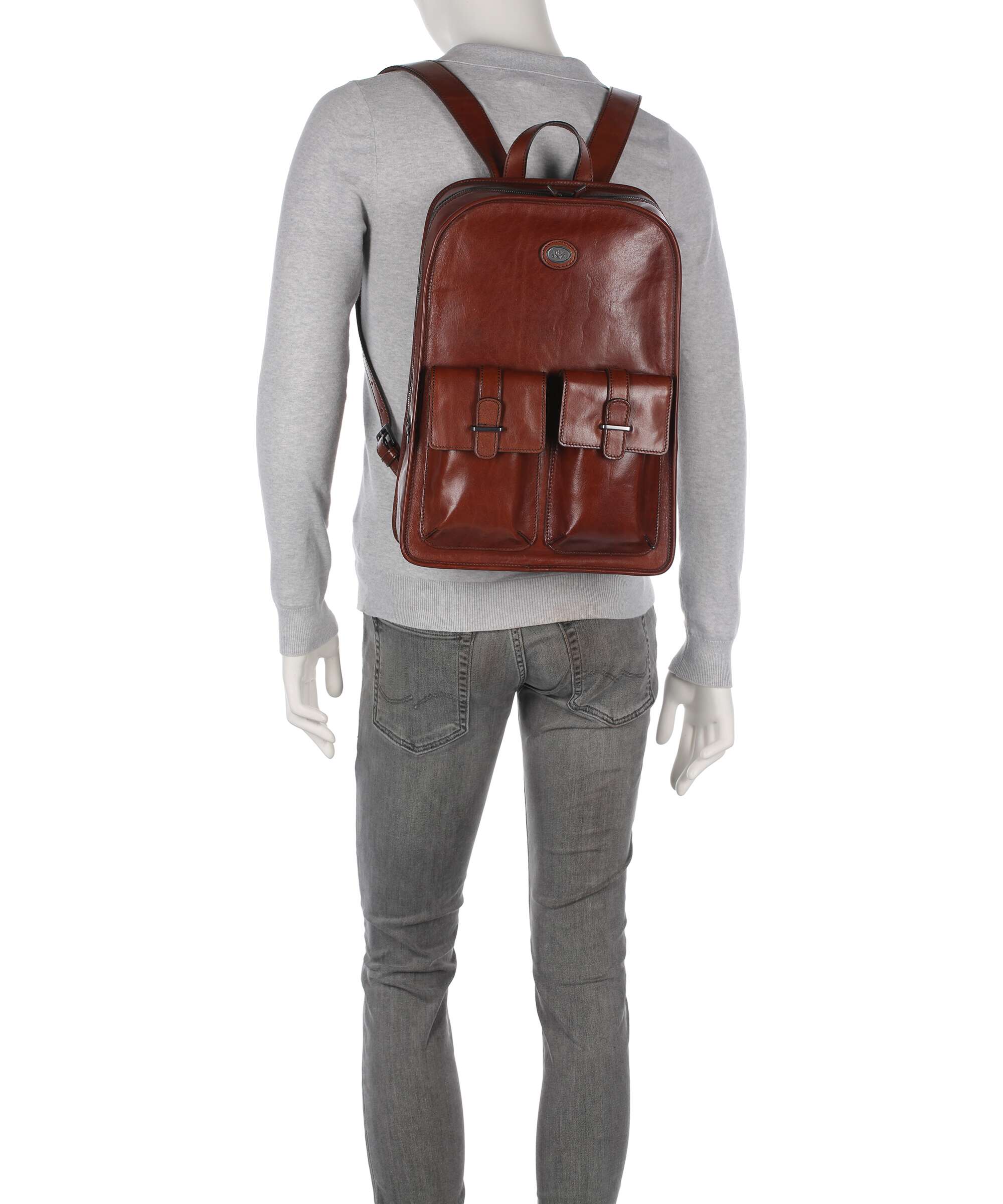The Bridge Isaia Zaino 14″ pelle di vacchetta grana marrone/rut