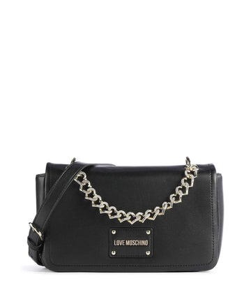 Love Moschino Strass Heart Chain Borsa a tracolla nero
