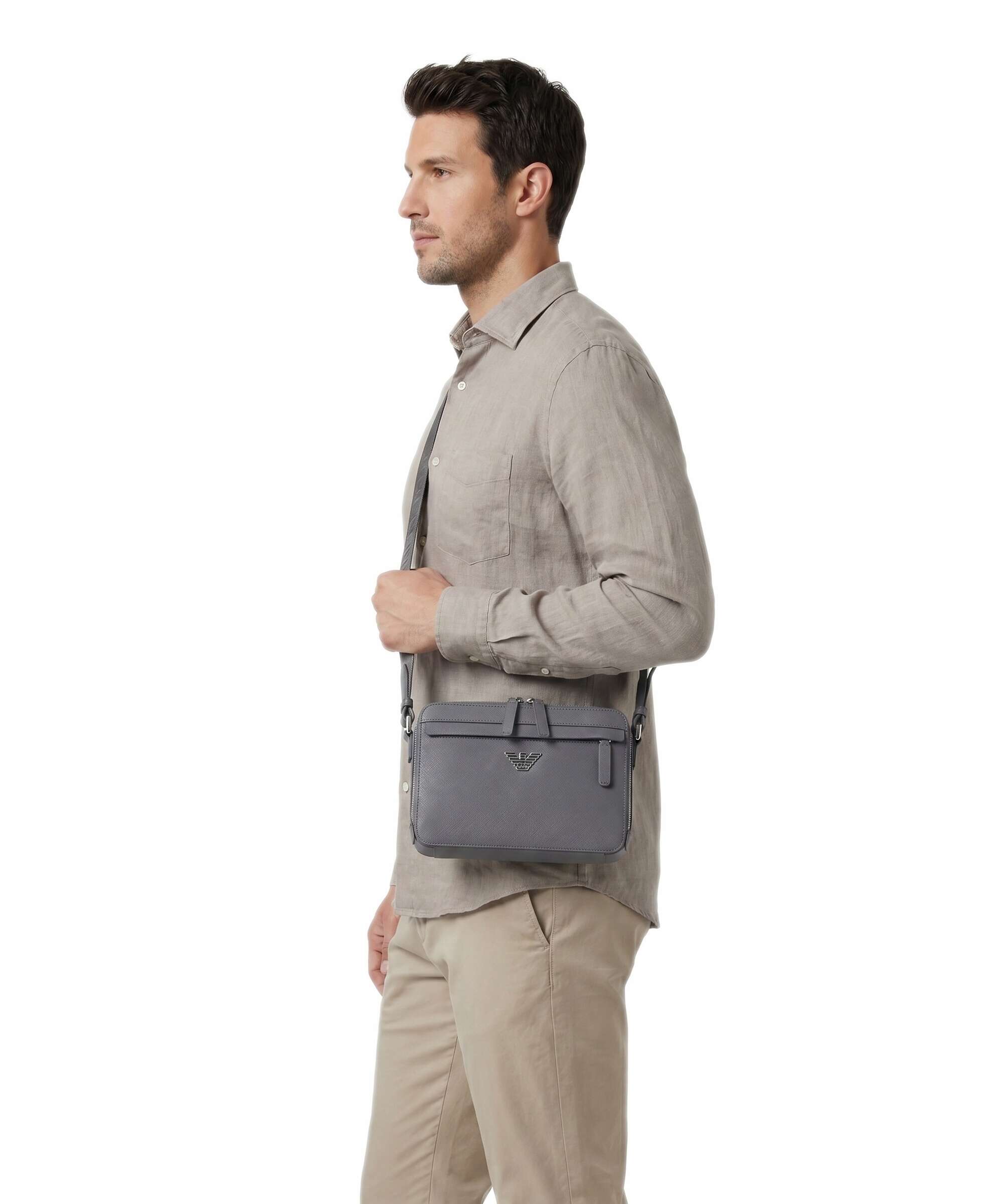 Emporio Armani Business Regenerated Crossbody bag grey