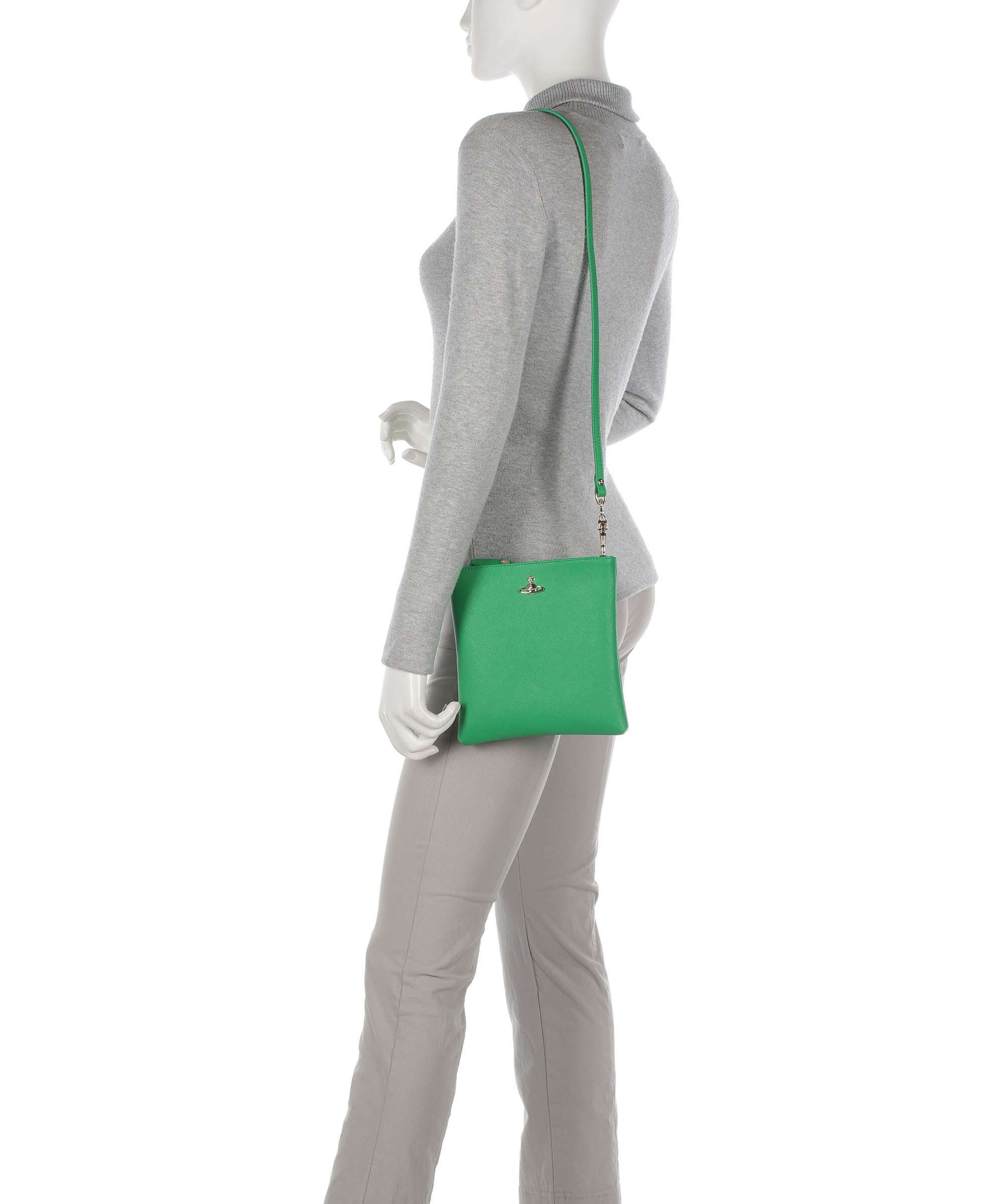 Vivienne Westwood Squire Square Saffiano Biogreen Crossbody bag bright green