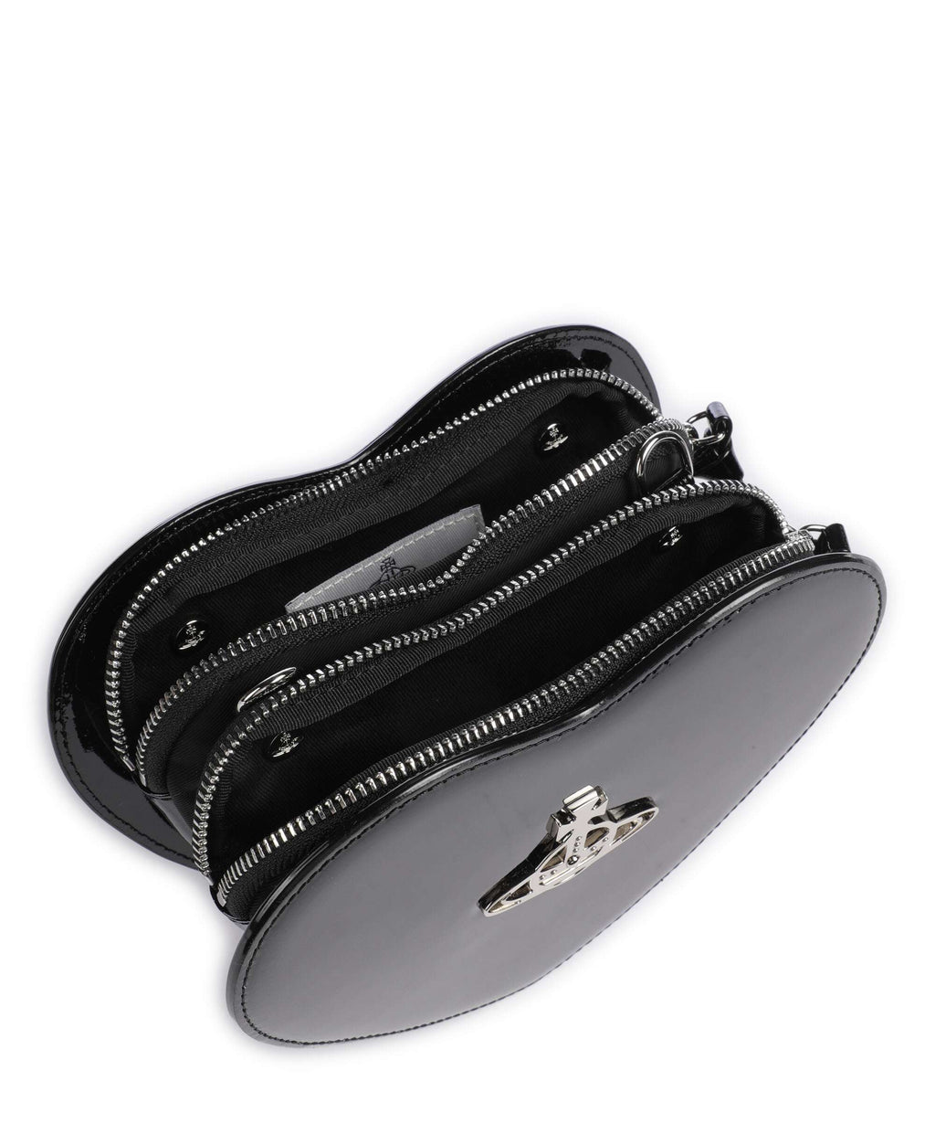 Vivienne Westwood Louise Heart Shiny Patent Crossbody bag black