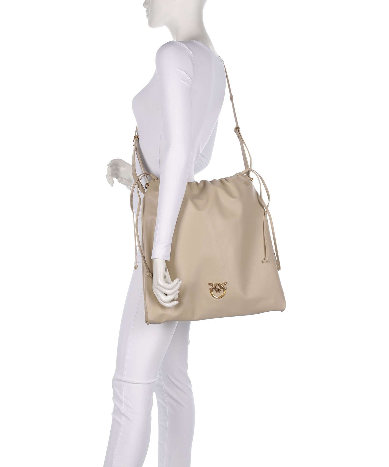Pinko Extra Slouchy Bucket bag beige/grigio fumo/antique gold