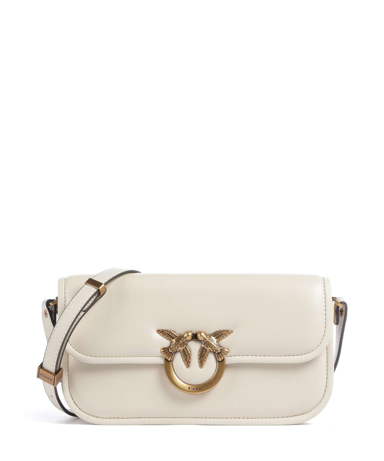 Pinko Love Box Horizontal Shoulder bag bianco seta/antique gold