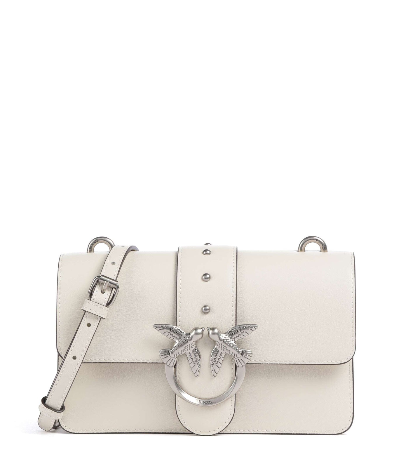 Pinko Love One Mini Crossbody bag bianco seta/old silver