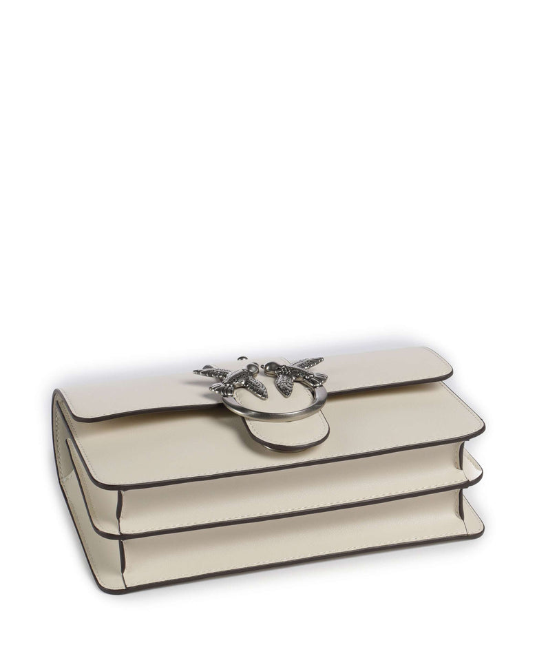 Pinko Love One Mini Crossbody bag bianco seta/old silver