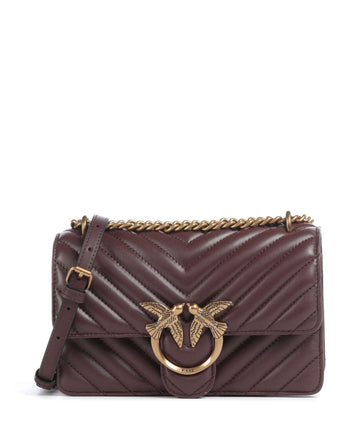 Pinko Love One Mini Borsa a spalla cioccolato amaro/antique gold