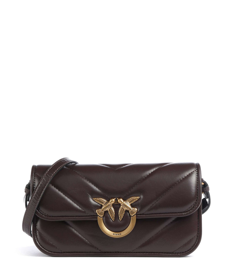 Pinko Love Box Horizontal Shoulder bag rosso mogano/antique gold