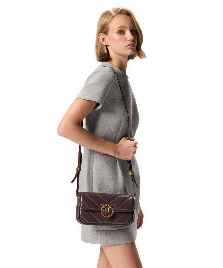 Pinko Love Box Horizontal Shoulder bag rosso mogano/antique gold