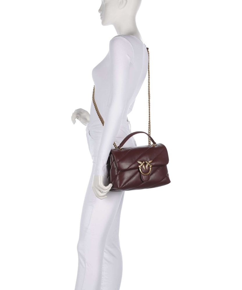 Pinko Love Puff Classic Shoulder bag rosso vino/antique gold