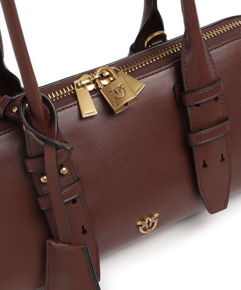 Pinko Bowling Horizontal Big Handbag burgundy wine/antique gold