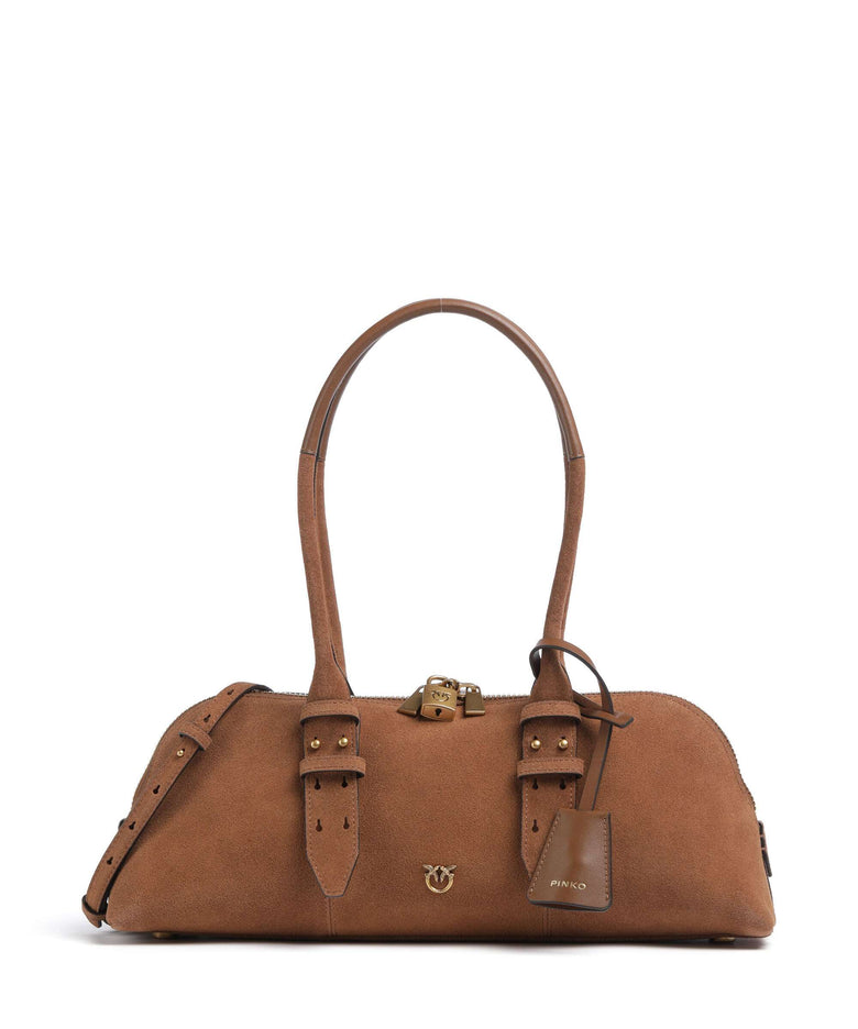 Pinko Bowling Horizontal Big Shoulder bag marrone/leone/antique gold