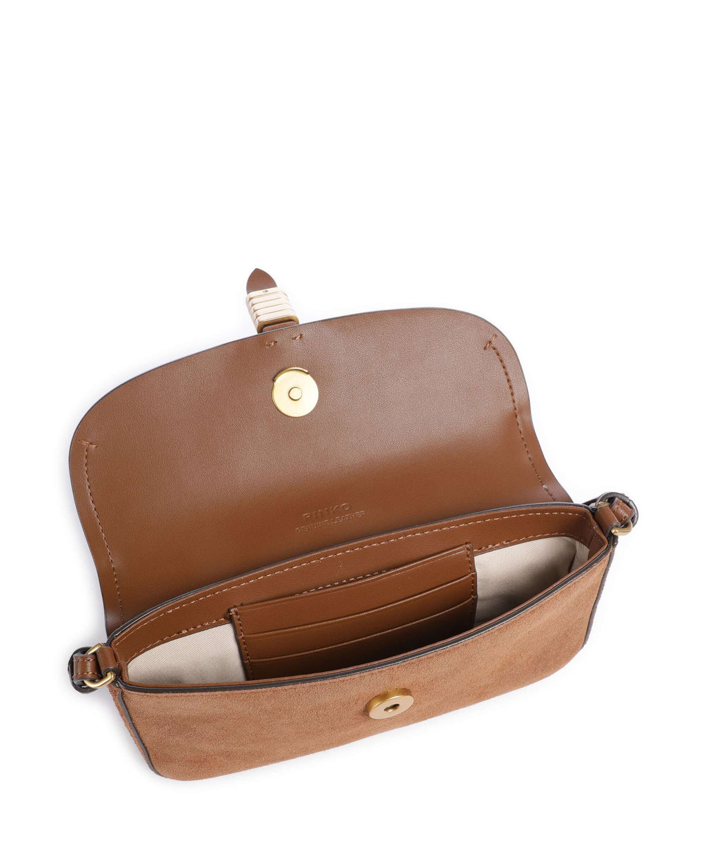 Pinko Saddle Flat Crossbody bag marrone/leone/antique gold