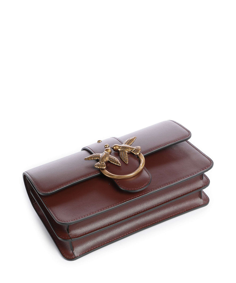 Pinko Love One Mini Crossbody bag burgundy wine/antique gold