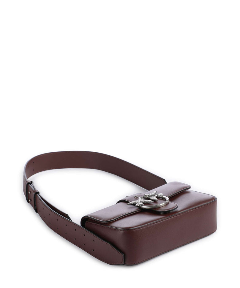 Pinko Love One Mini Slouchy Shoulder bag burgundy wine/old silver