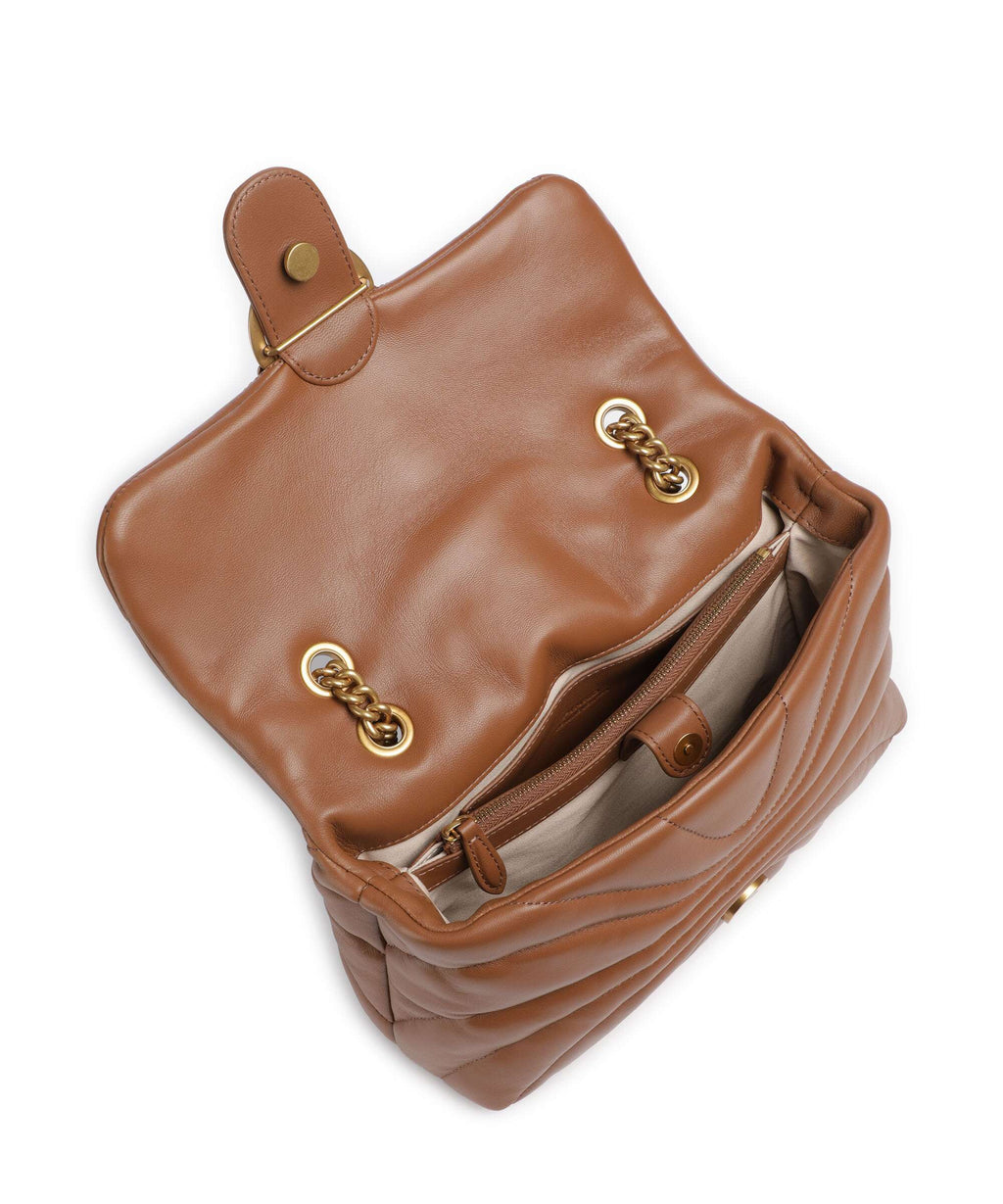 Pinko Love Puff Classic Shoulder bag marrone/leone/antique gold