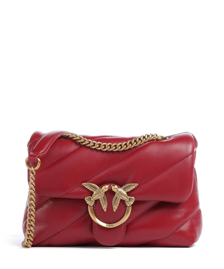 Pinko Love Puff Mini Shoulder bag rosso scuro/antique gold