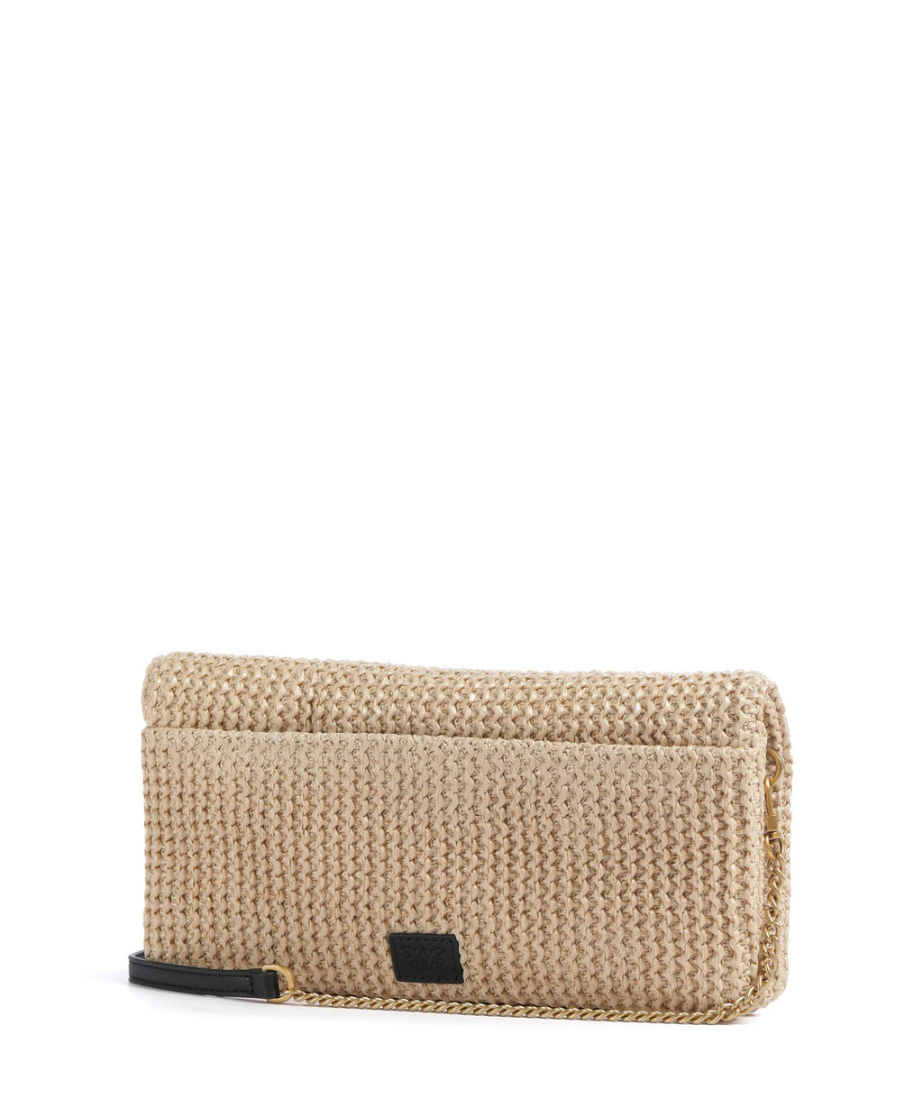 Pinko Love Click Soft Horizontal Classic Crossbody bag rafia/nero/antique gold