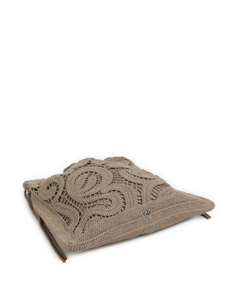 Pinko Crochet Geometrico Hobo bag verde canguro