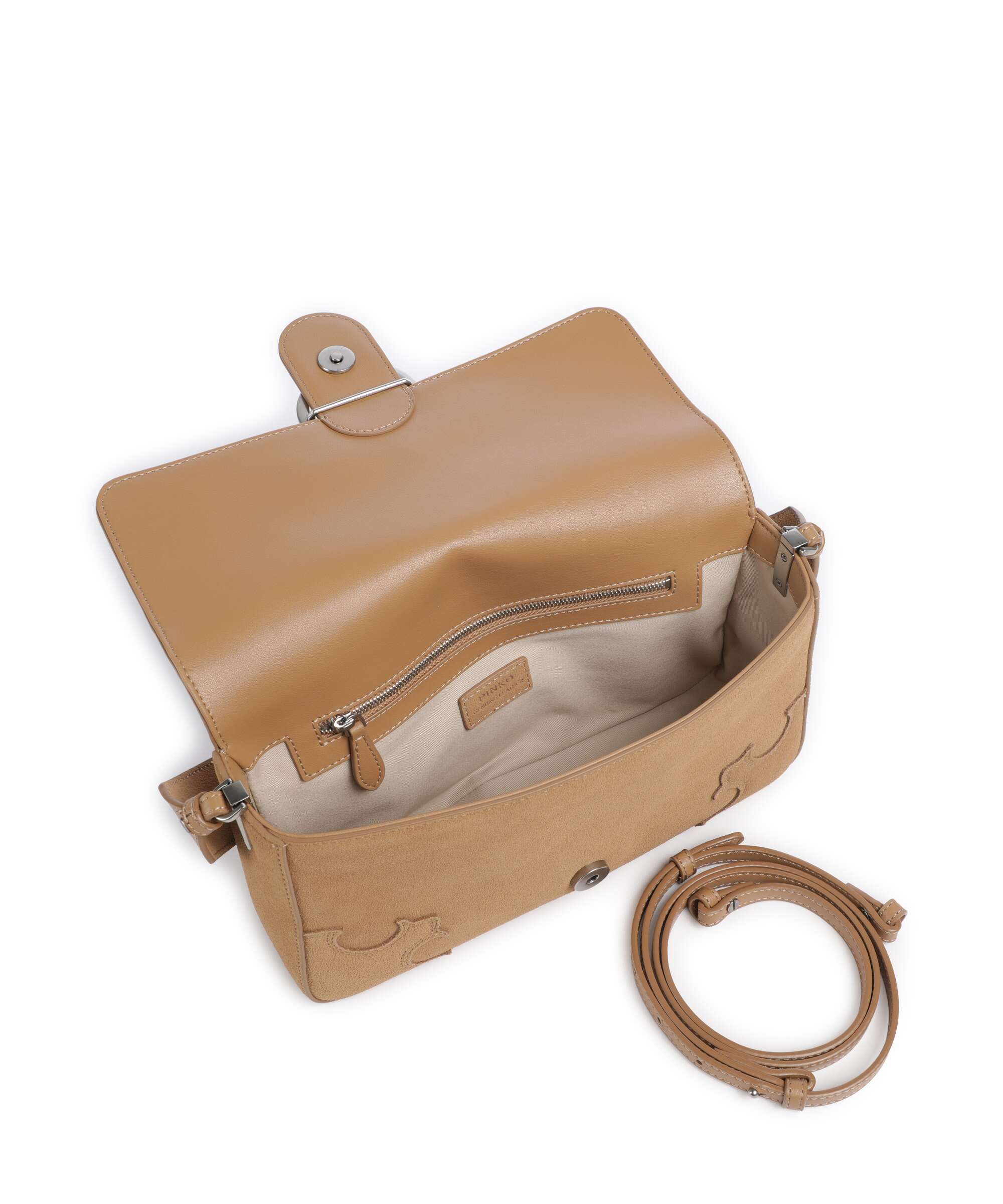 Pinko Love One Classic Slouchy Shoulder bag beige/scoiattolo/old silver