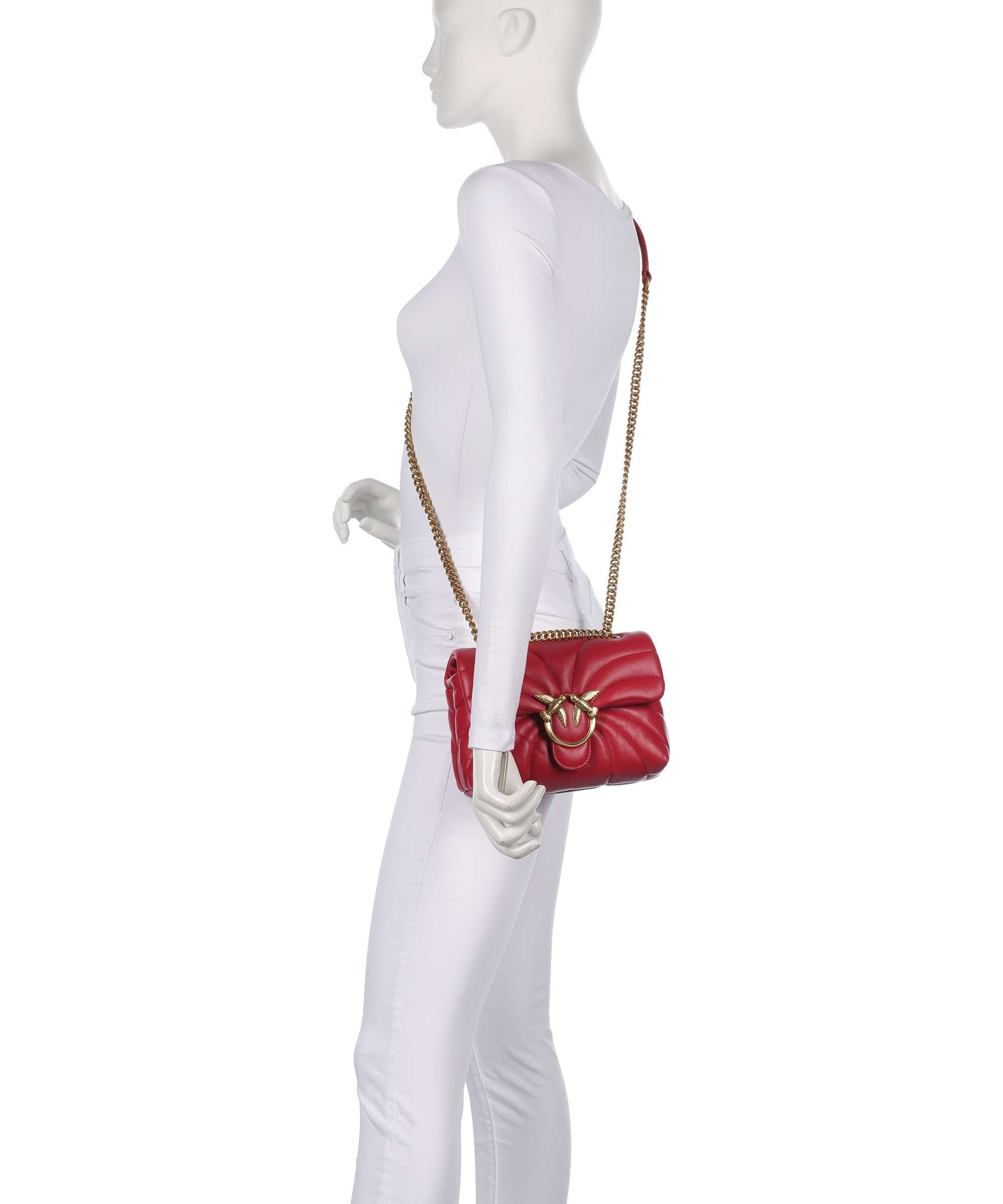 Pinko Love Puff Mini Shoulder bag rosso rio/antique gold