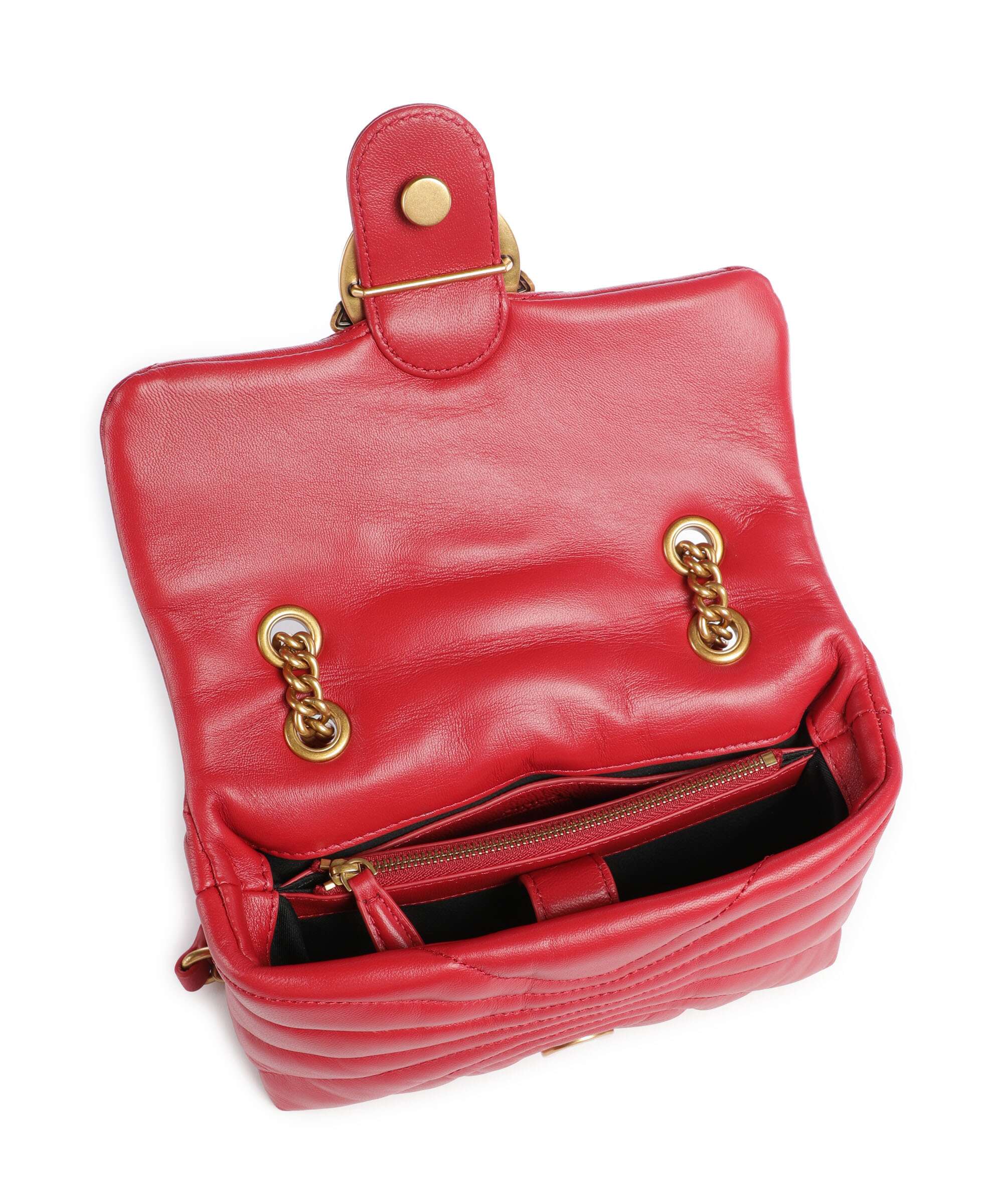Pinko Love Puff Mini Shoulder bag rosso rio/antique gold