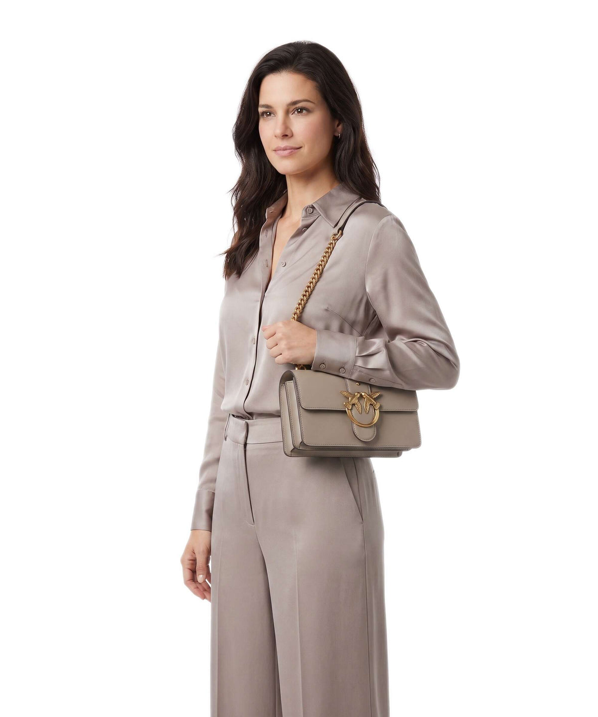 Pinko Love One Mini Crossbody bag grigio talpa/antique gold