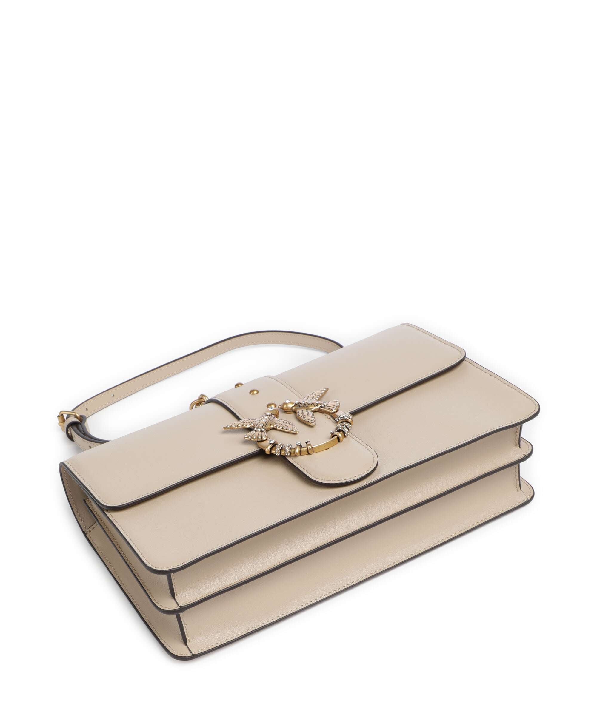 Pinko Love One Classic New Buckle Crossbody bag beige/grigio fumo/antique gold