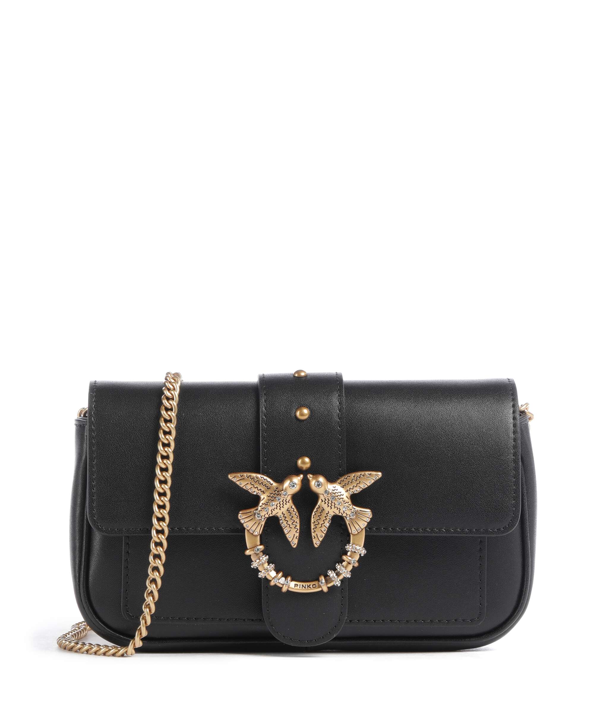 Pinko Love One Pocket New Buckle Crossbody bag nero/antique gold