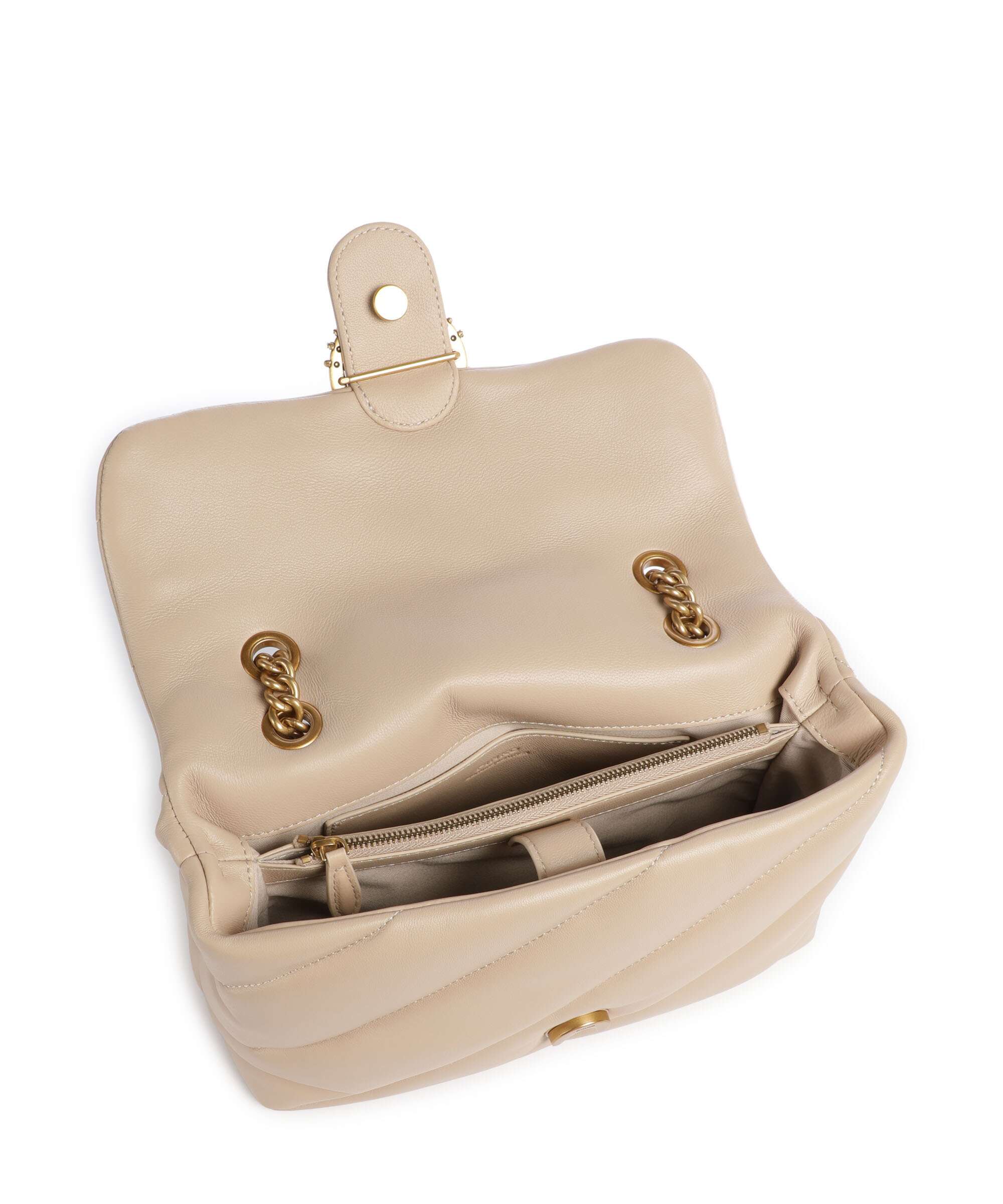 Pinko Love Puff Classic New Buckle Shoulder bag beige/grigio fumo/antique gold