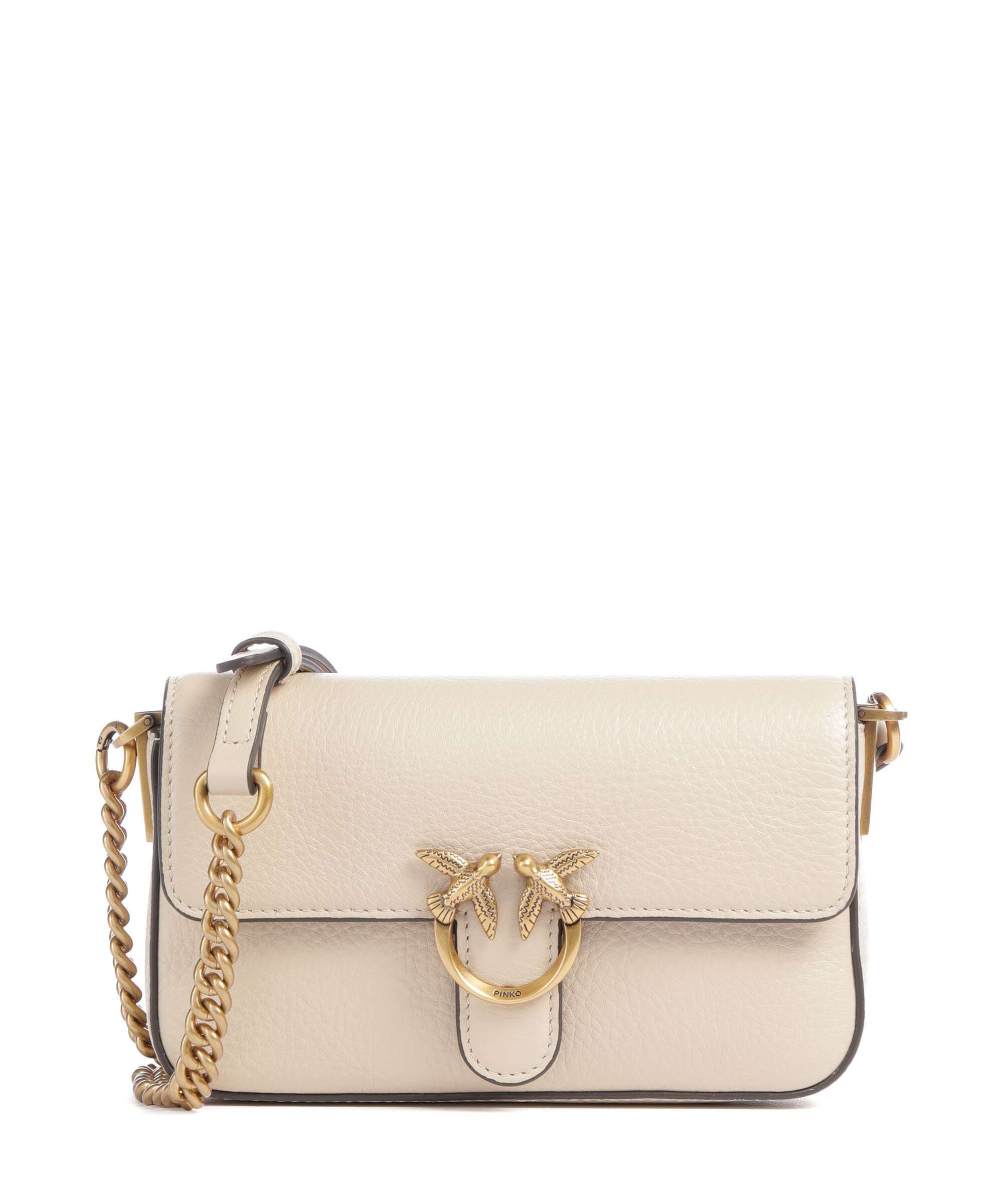 Pinko Love One Baby Slouchy Crossbody bag beige/grigio fumo/antique gold