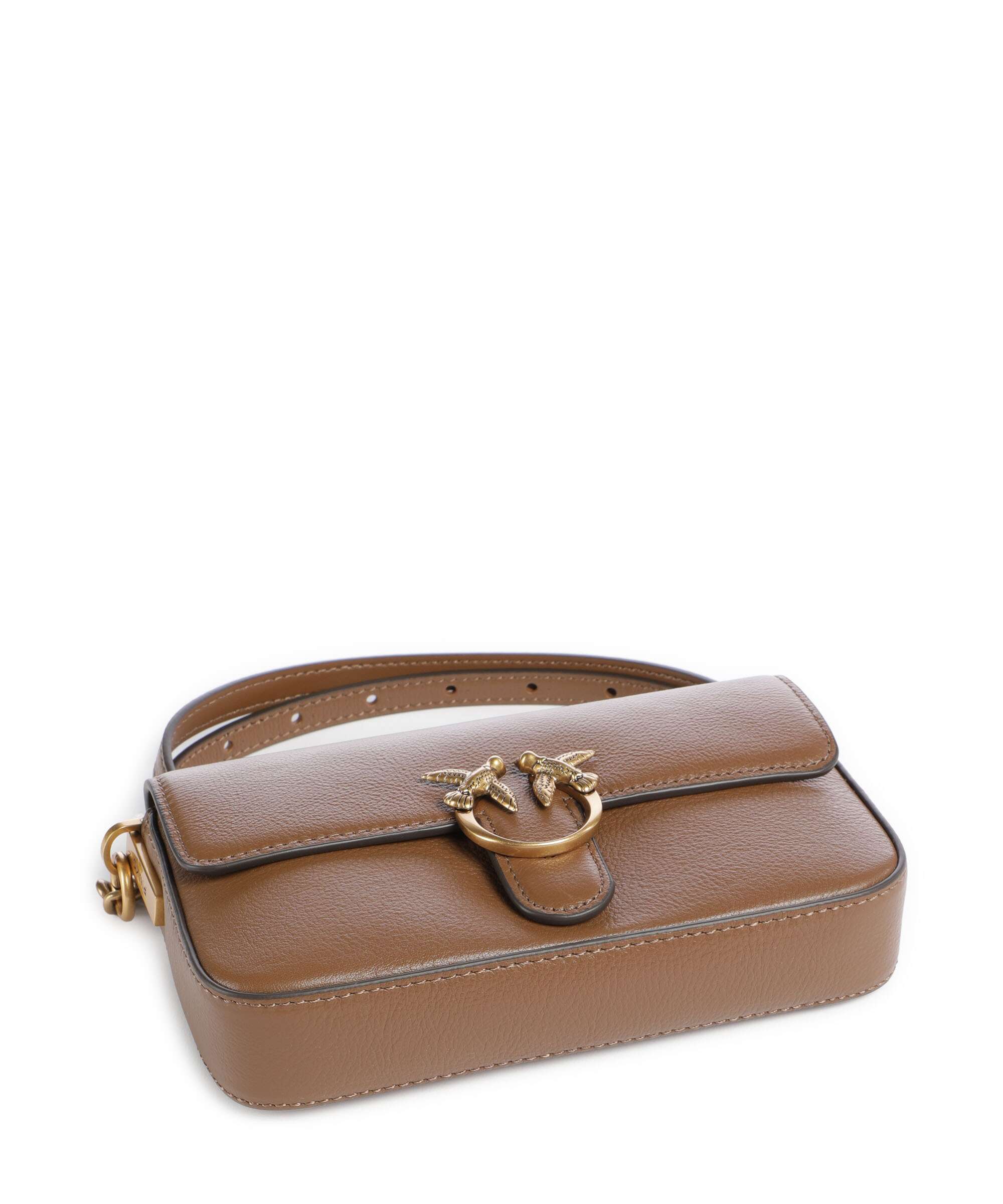 Pinko Love One Baby Slouchy Crossbody bag marrone cognac/antique gold