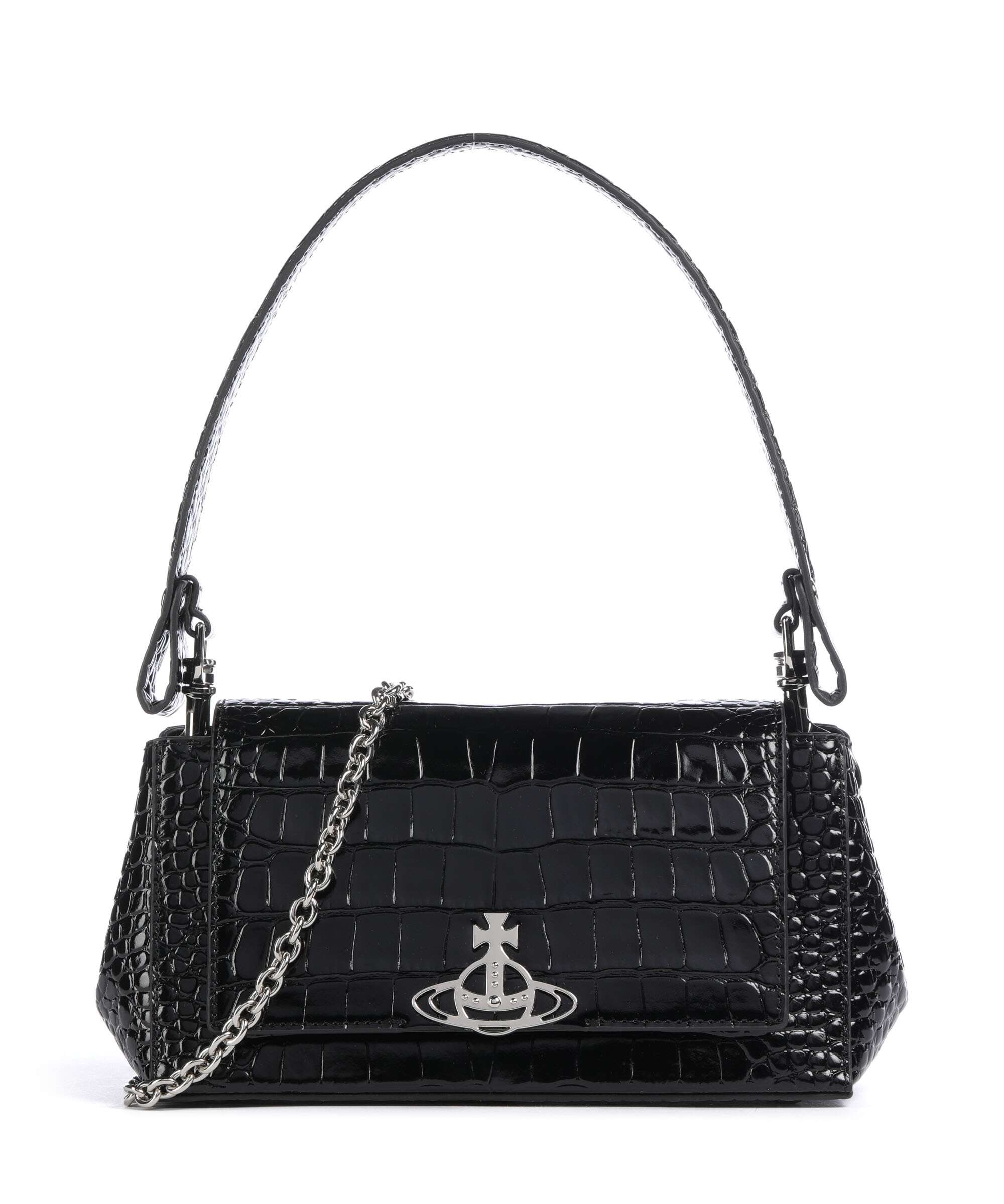 Vivienne Westwood Hazel Embossed Croc Medium Shoulder bag black