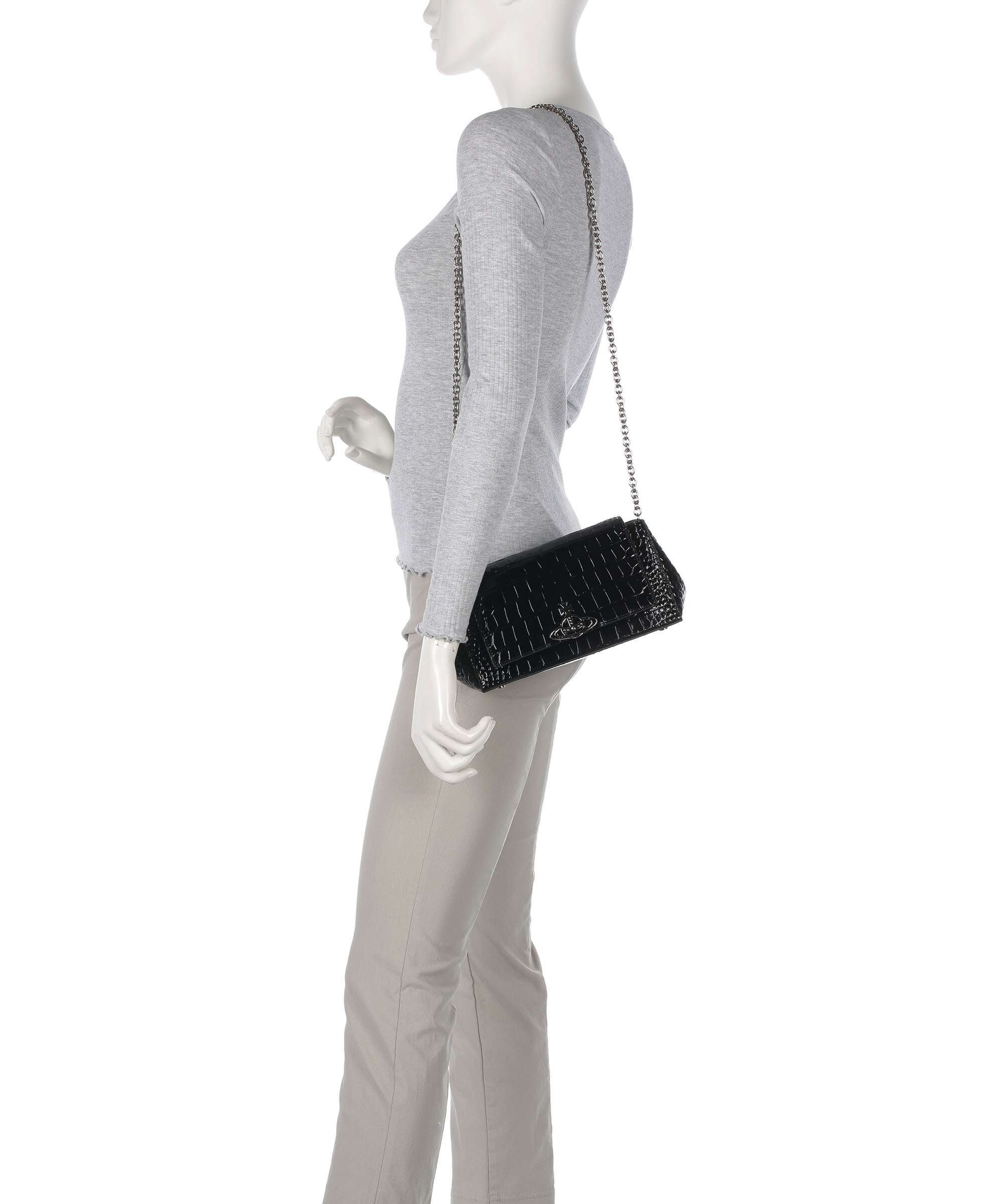 Vivienne Westwood Hazel Embossed Croc Medium Shoulder bag black