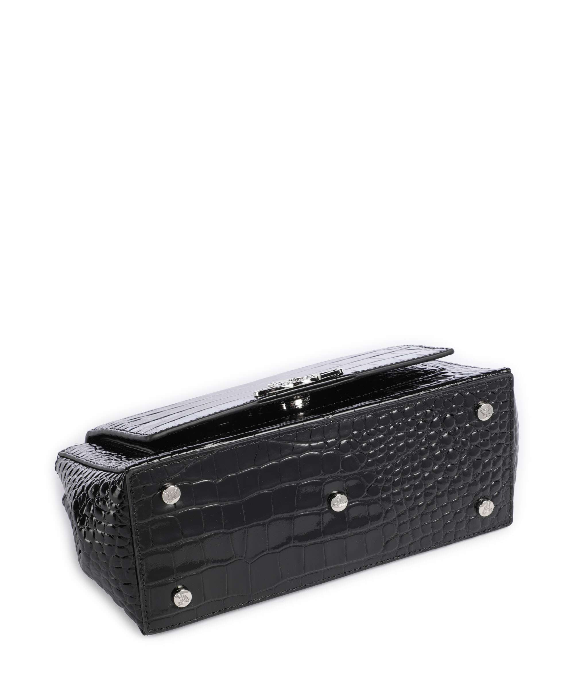 Vivienne Westwood Hazel Embossed Croc Medium Shoulder bag black