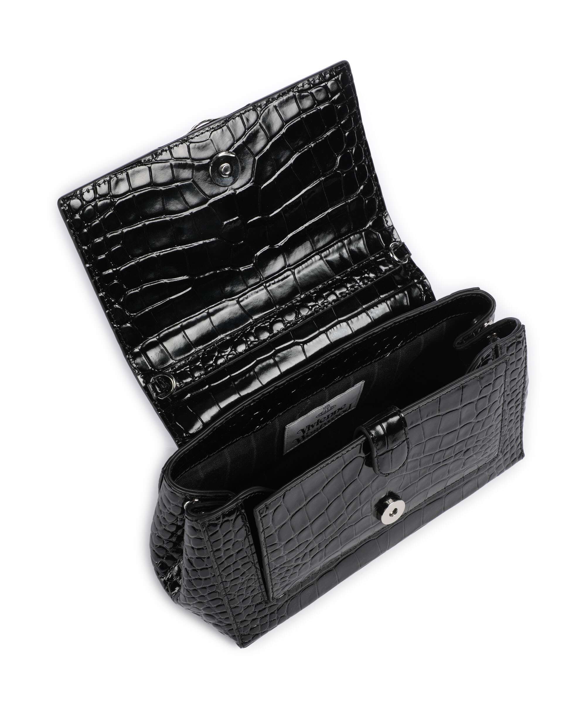 Vivienne Westwood Hazel Embossed Croc Medium Shoulder bag black