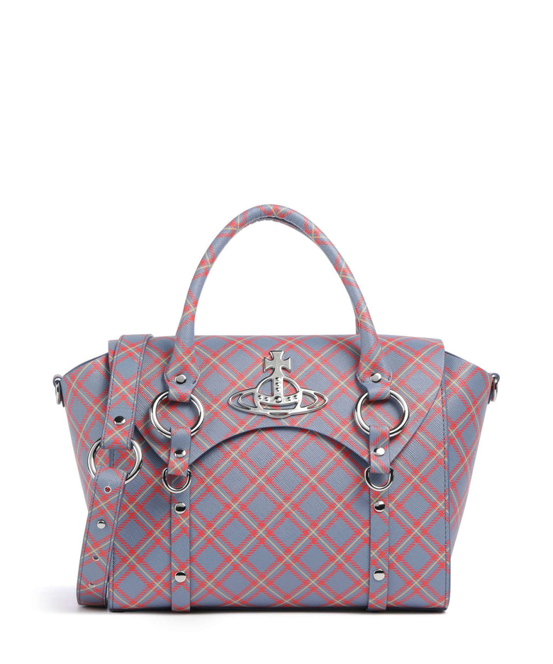 Vivienne Westwood Betty Saffiano Printed Medium Handbag blue/orange tartan