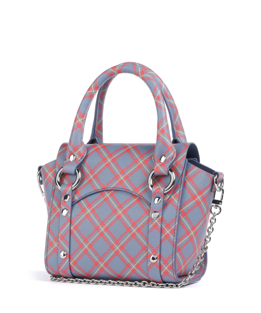 Vivienne Westwood Betty Saffiano Printed Mini Crossbody bag blue/orange tartan
