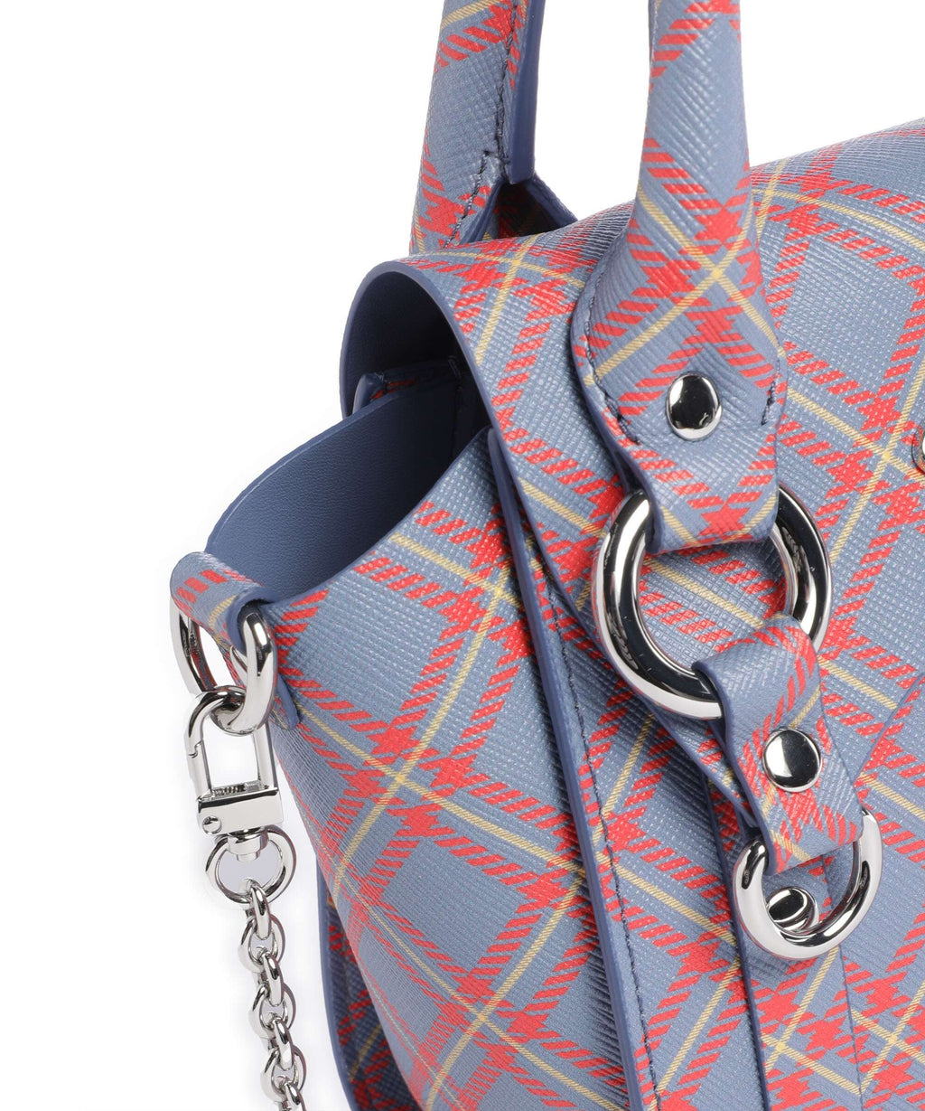 Vivienne Westwood Betty Saffiano Printed Mini Crossbody bag blue/orange tartan